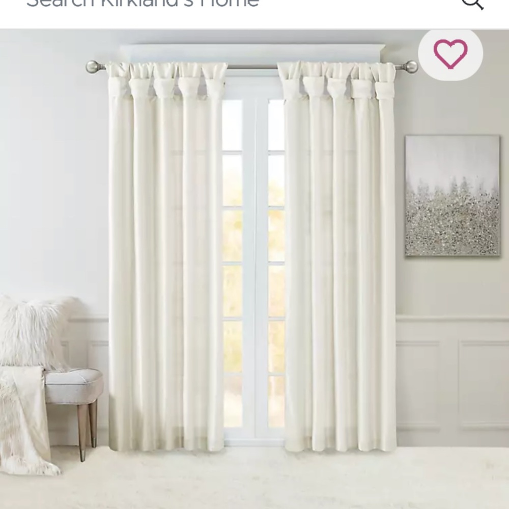 White Twist Top Curtain Panel, 84 in. Kirklands